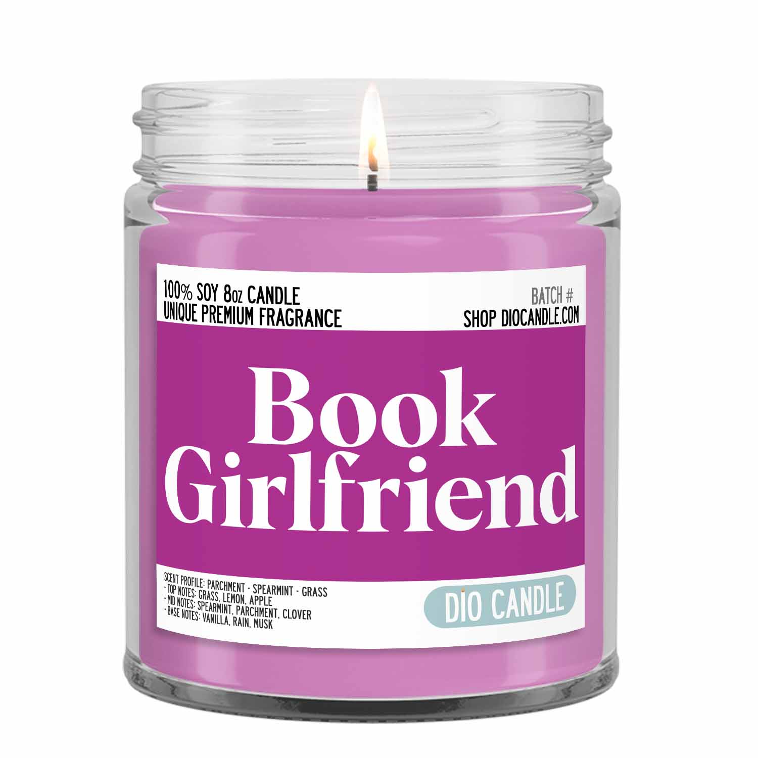 Book Girlfriend Candle - Parchment - Spearmint - Grass Scented – Dio Candle  Company