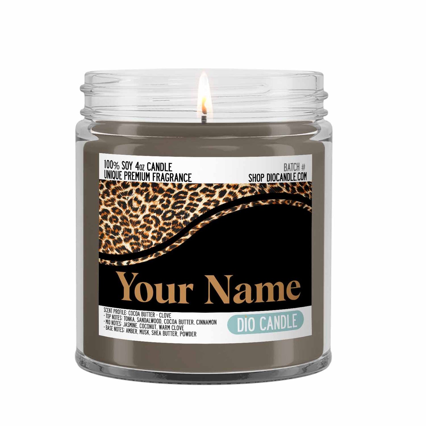 Personalized Leopard Candle