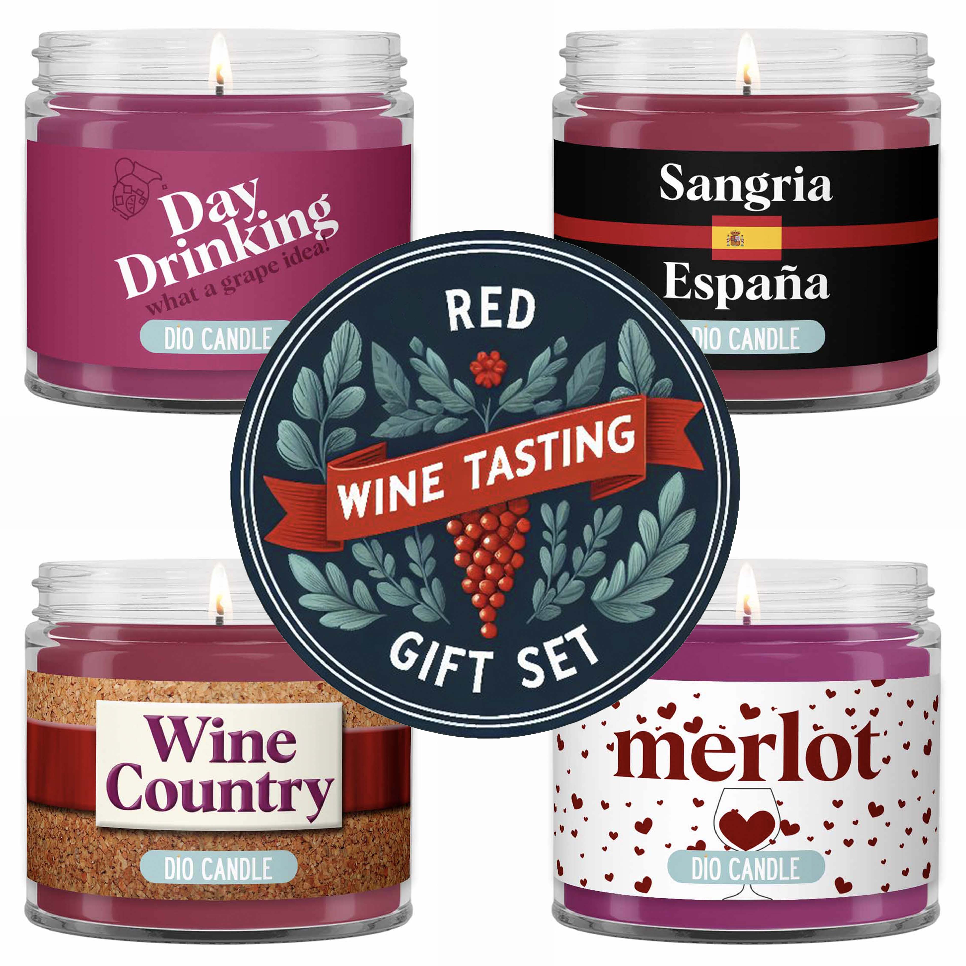 Red Wine Tasting Flight 4 Candles Gift Set