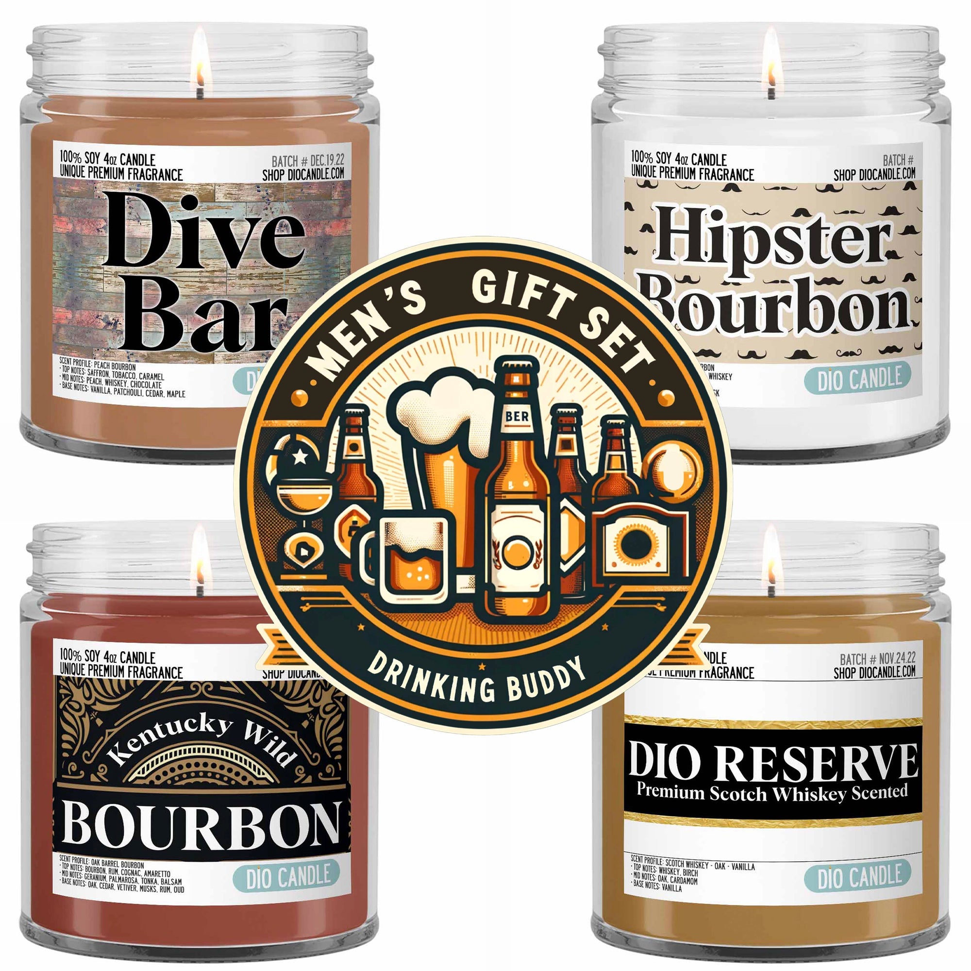 Men's Drinking Buddies Candles Gift Set