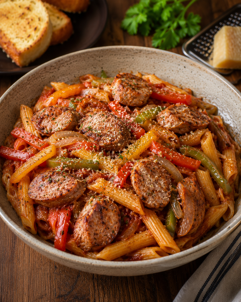 Gluten Free Sausage, Peppers & Pasta