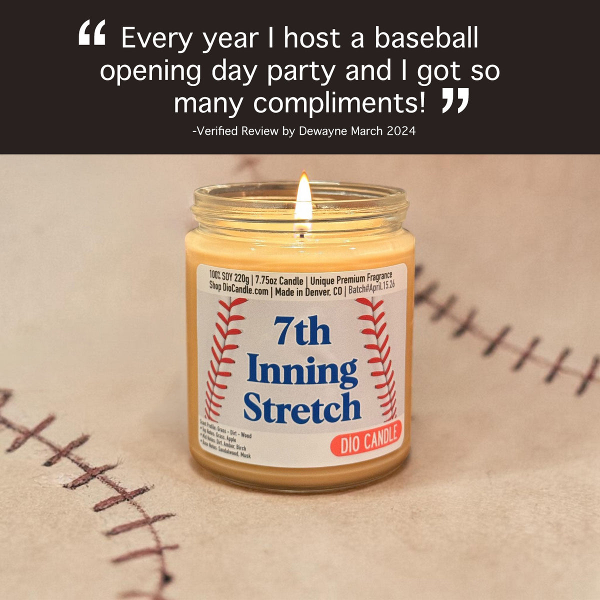 7th Inning Stretch Baseball Candle