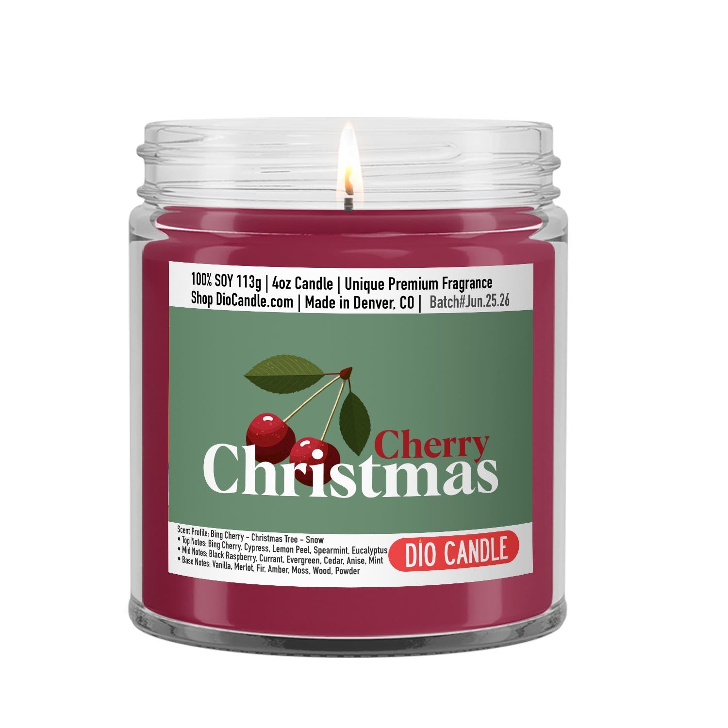 Cherry Christmas Candle
