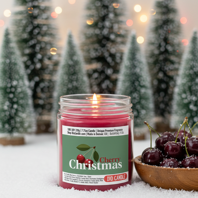 Cherry Christmas Candle
