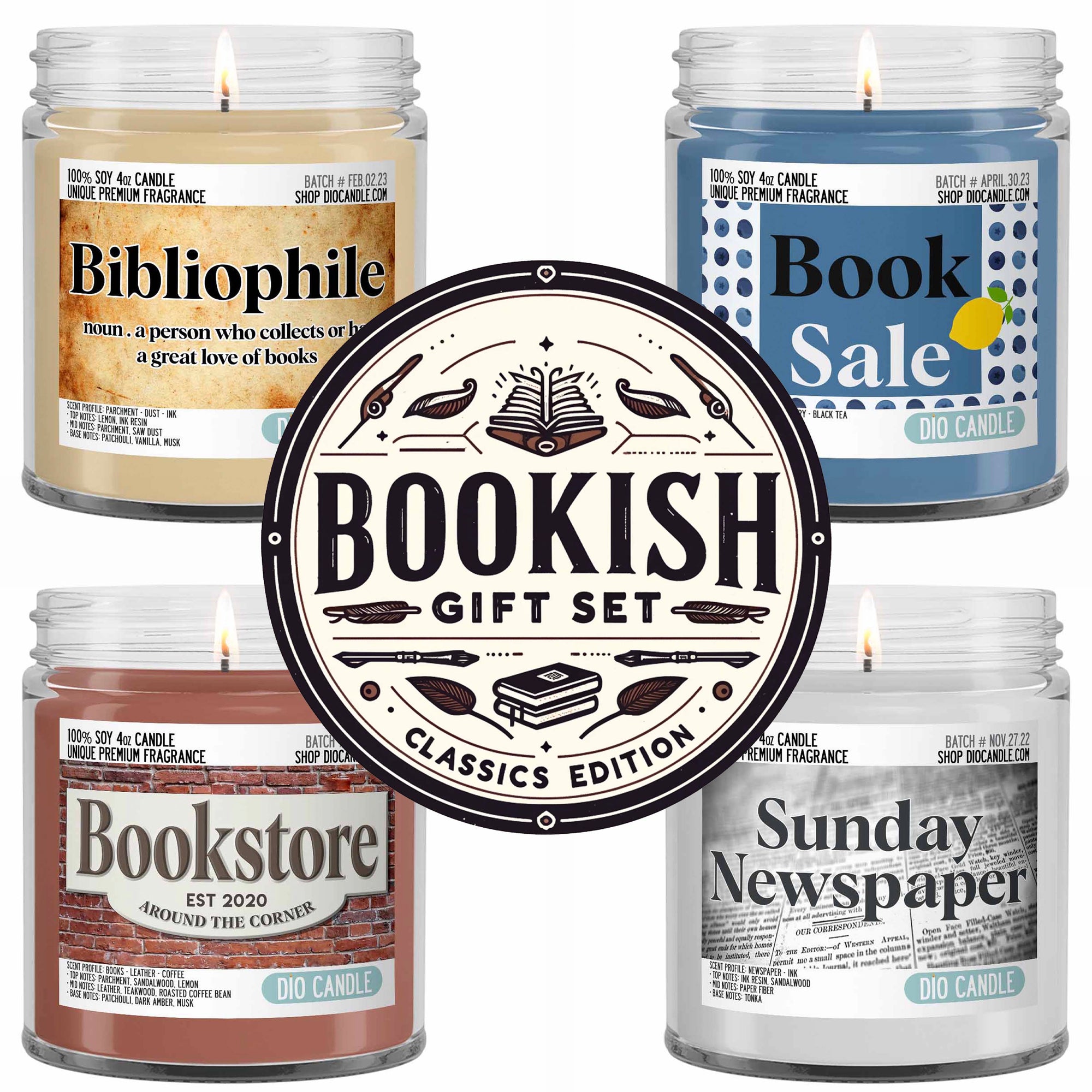 Bookish 4 Candles Gift Set - Classic Edition