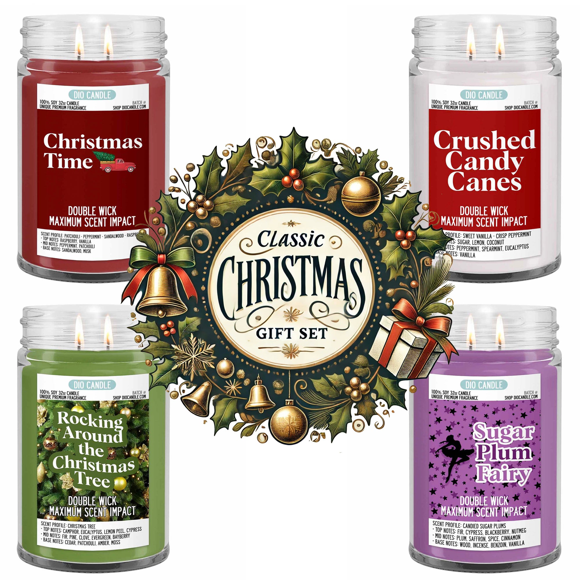 Classic Christmas 4 Candles Gift Set
