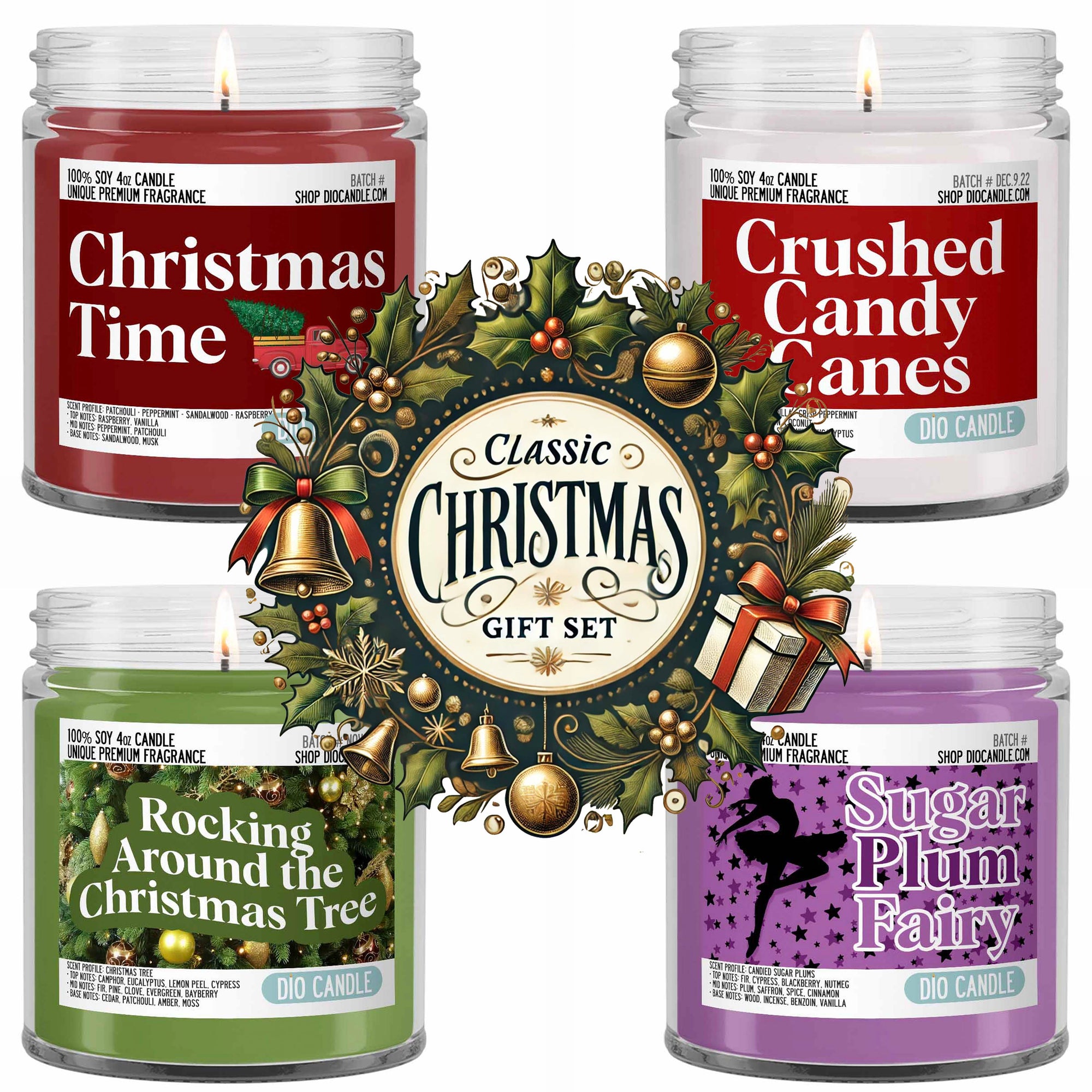Classic Christmas 4 Candles Gift Set