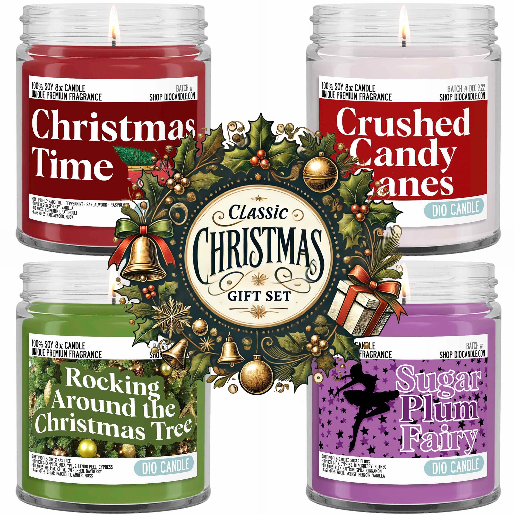 Classic Christmas 4 Candles Gift Set