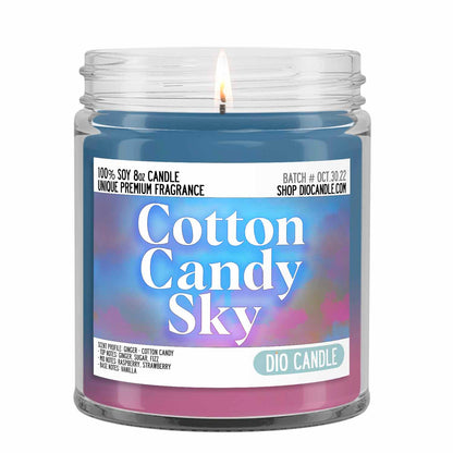 Cotton Candy Sky Candle - Ginger Cotton Candy Scented Soy – Dio Candle  Company