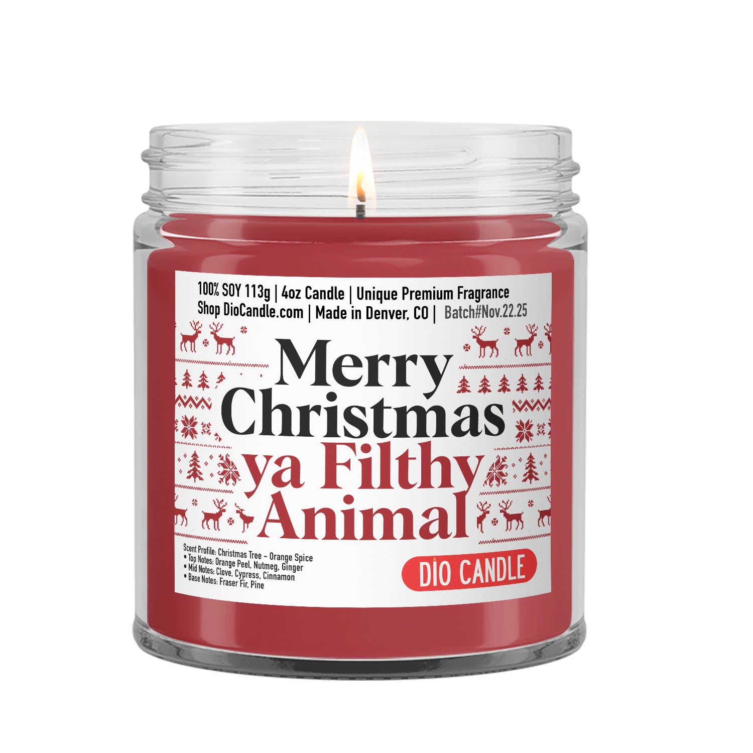Merry Christmas Ya Filthy Animal Candle