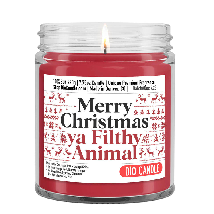 Merry Christmas Ya Filthy Animal Candle