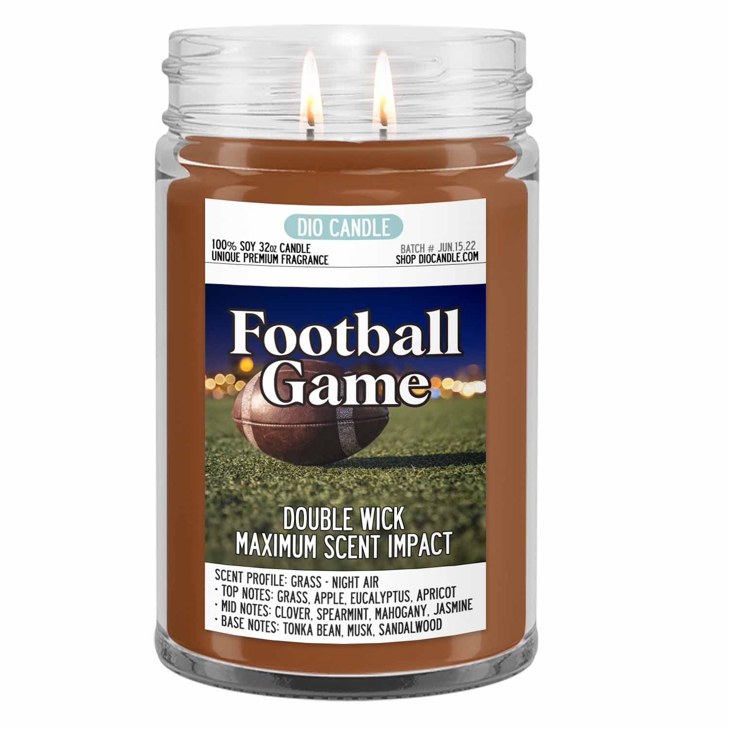 Football Candle Grass Night Air Scented Soy Dio Candle Company