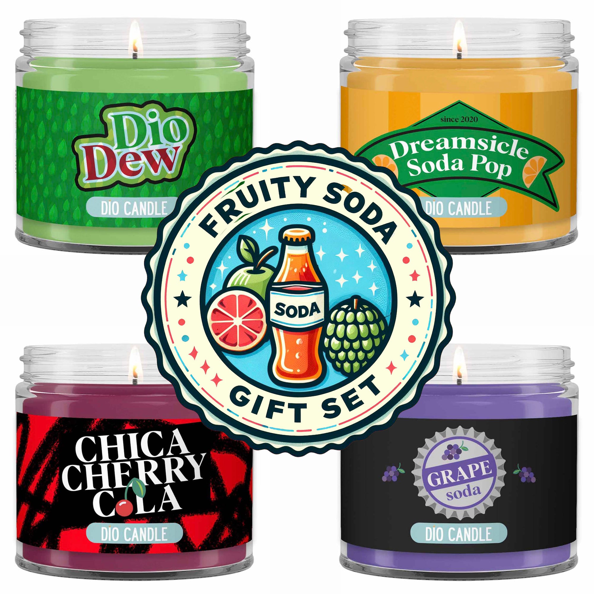 Fruity Soda Extravaganza 4 Candles Gift Set