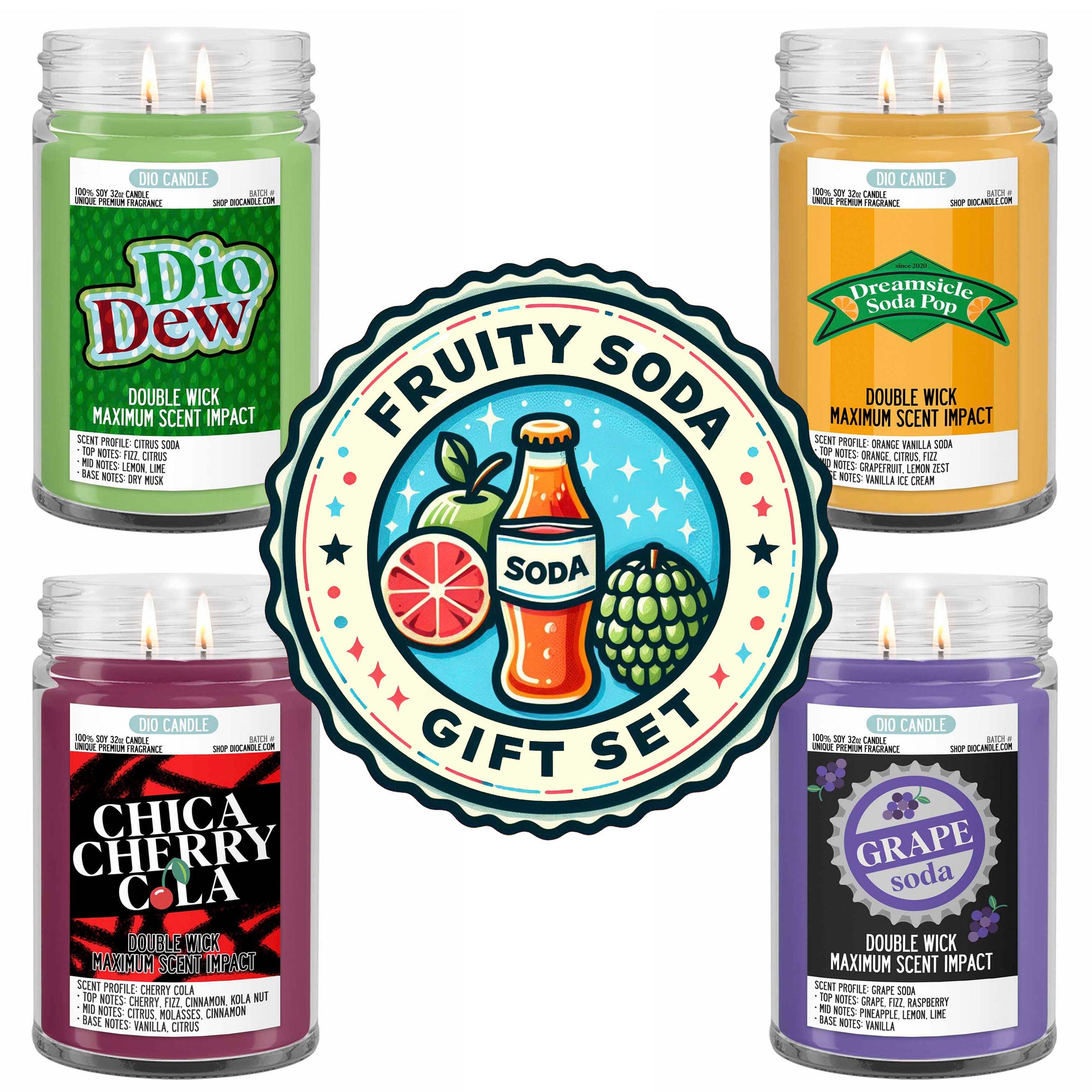 Fruity Soda Extravaganza 4 Candles Gift Set