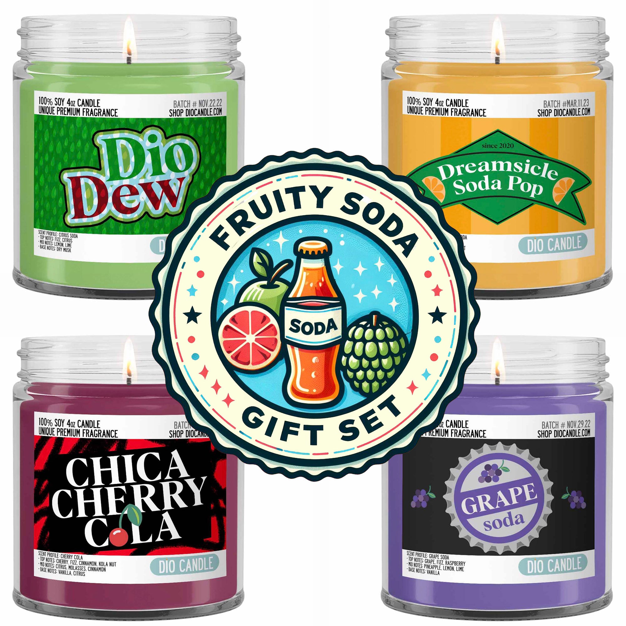 Fruity Soda Extravaganza 4 Candles Gift Set