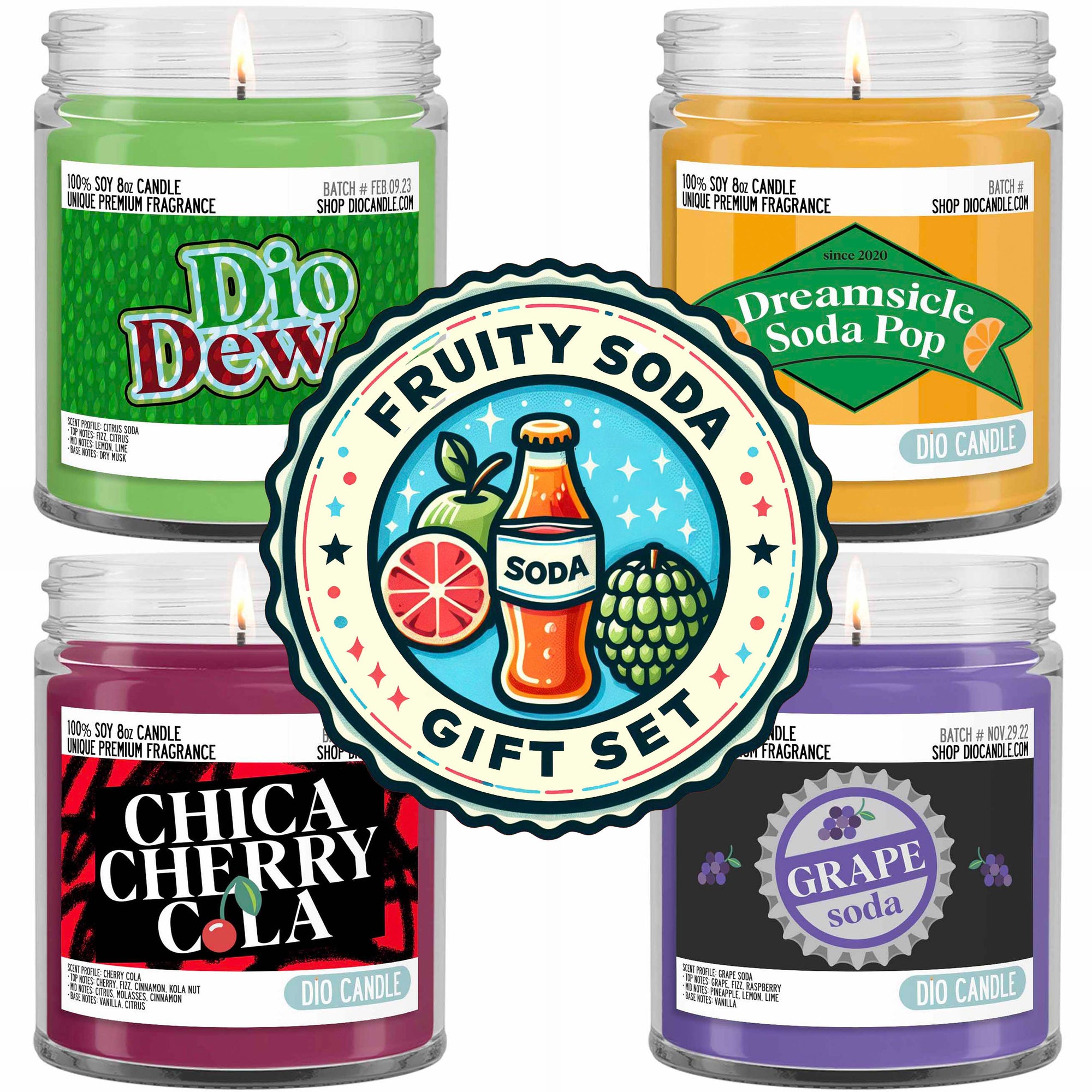 Fruity Soda Extravaganza 4 Candles Gift Set