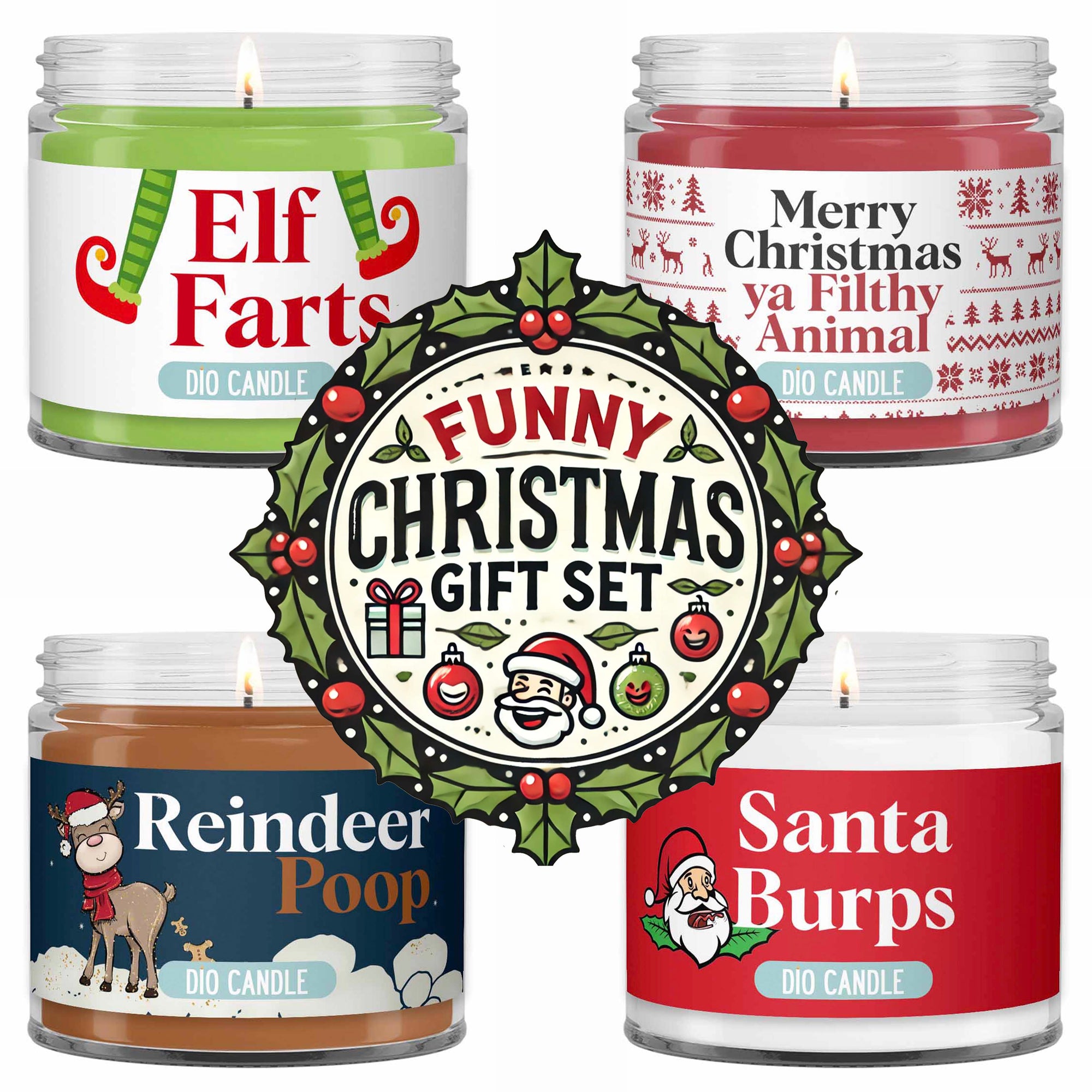 Funny Christmas 4 Candles Gift Set