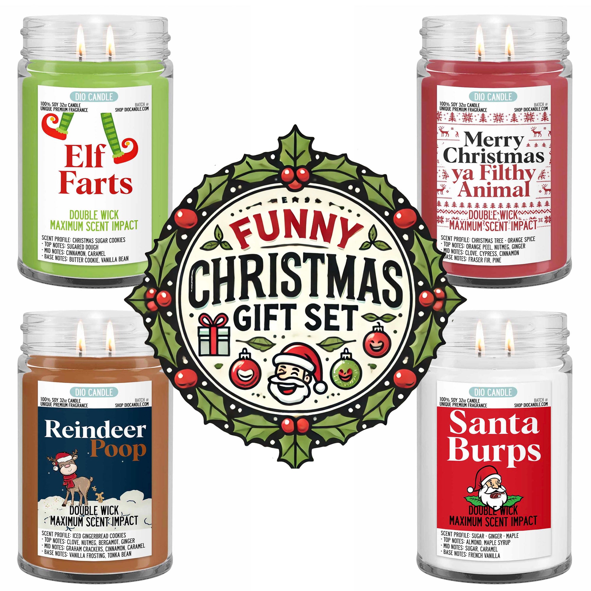 Funny Christmas 4 Candles Gift Set
