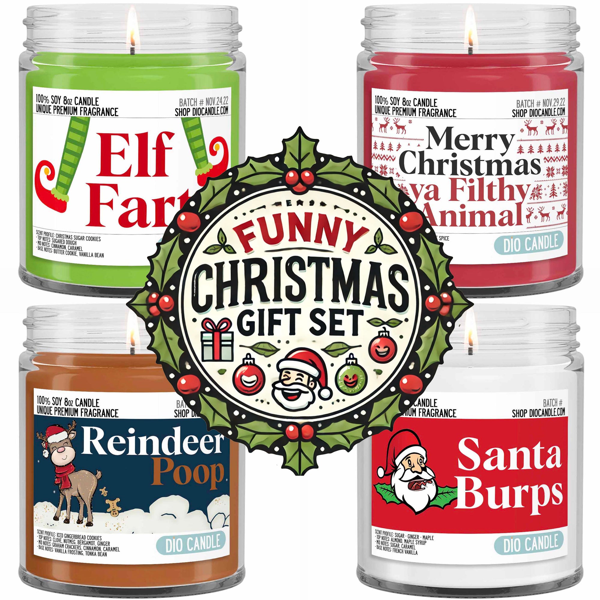 Funny Christmas 4 Candles Gift Set