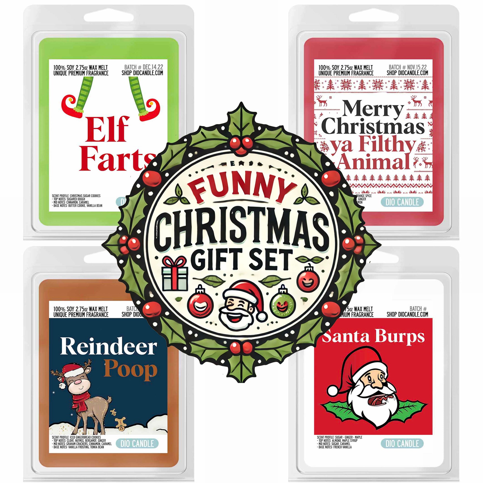 Funny Christmas 4 Candles Gift Set