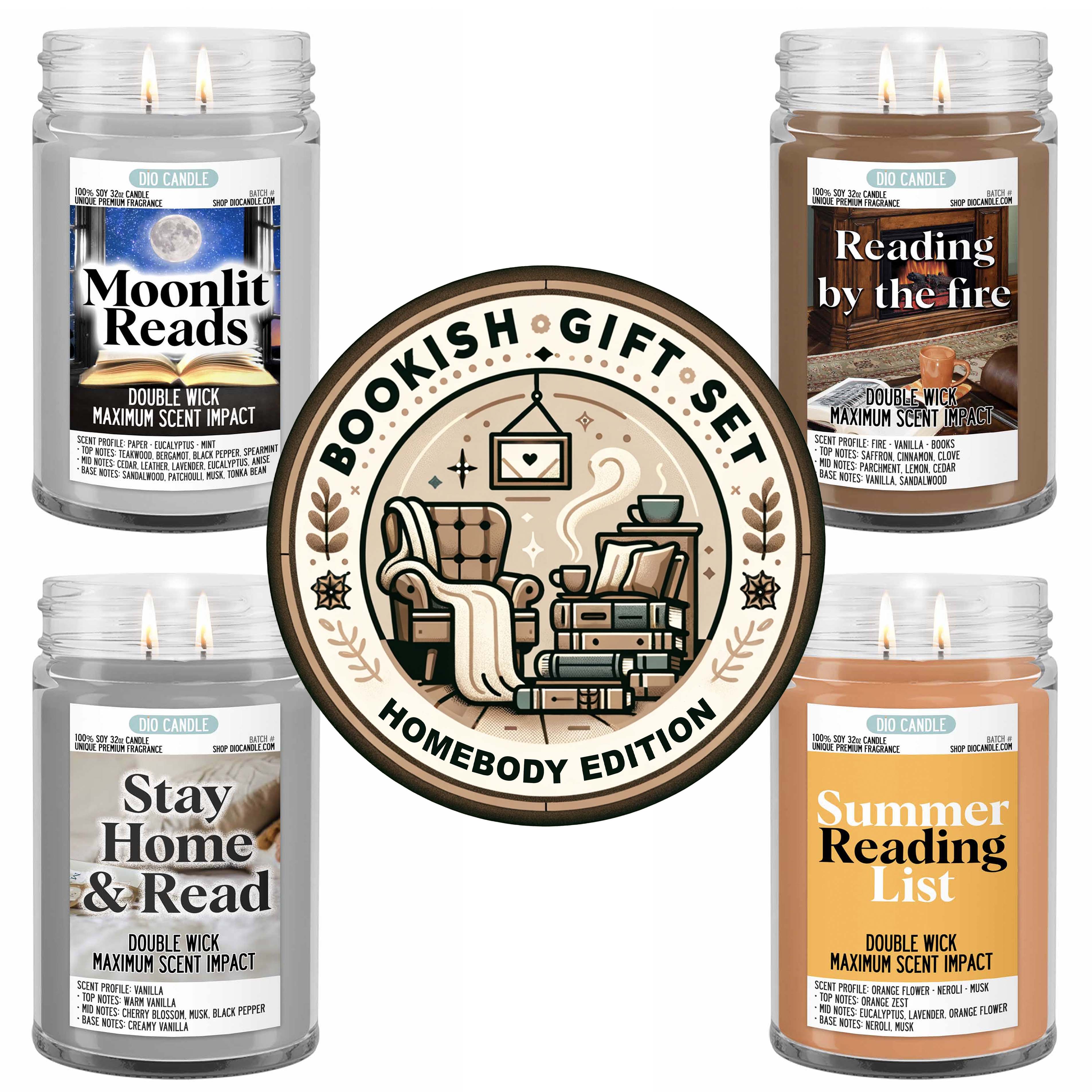 Bookish 4 Candles Gift Set - Homebodies Edition