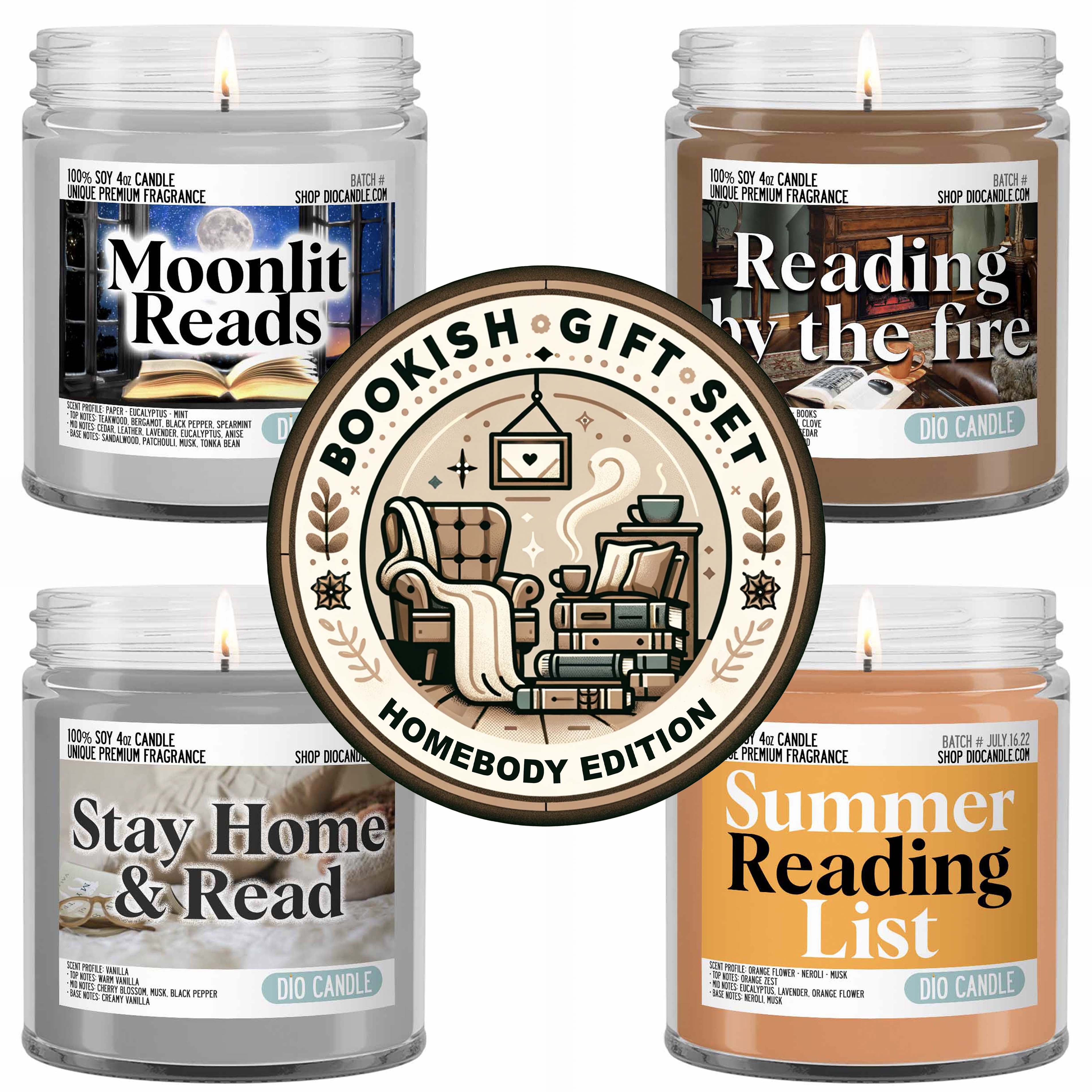 Bookish 4 Candles Gift Set - Homebodies Edition