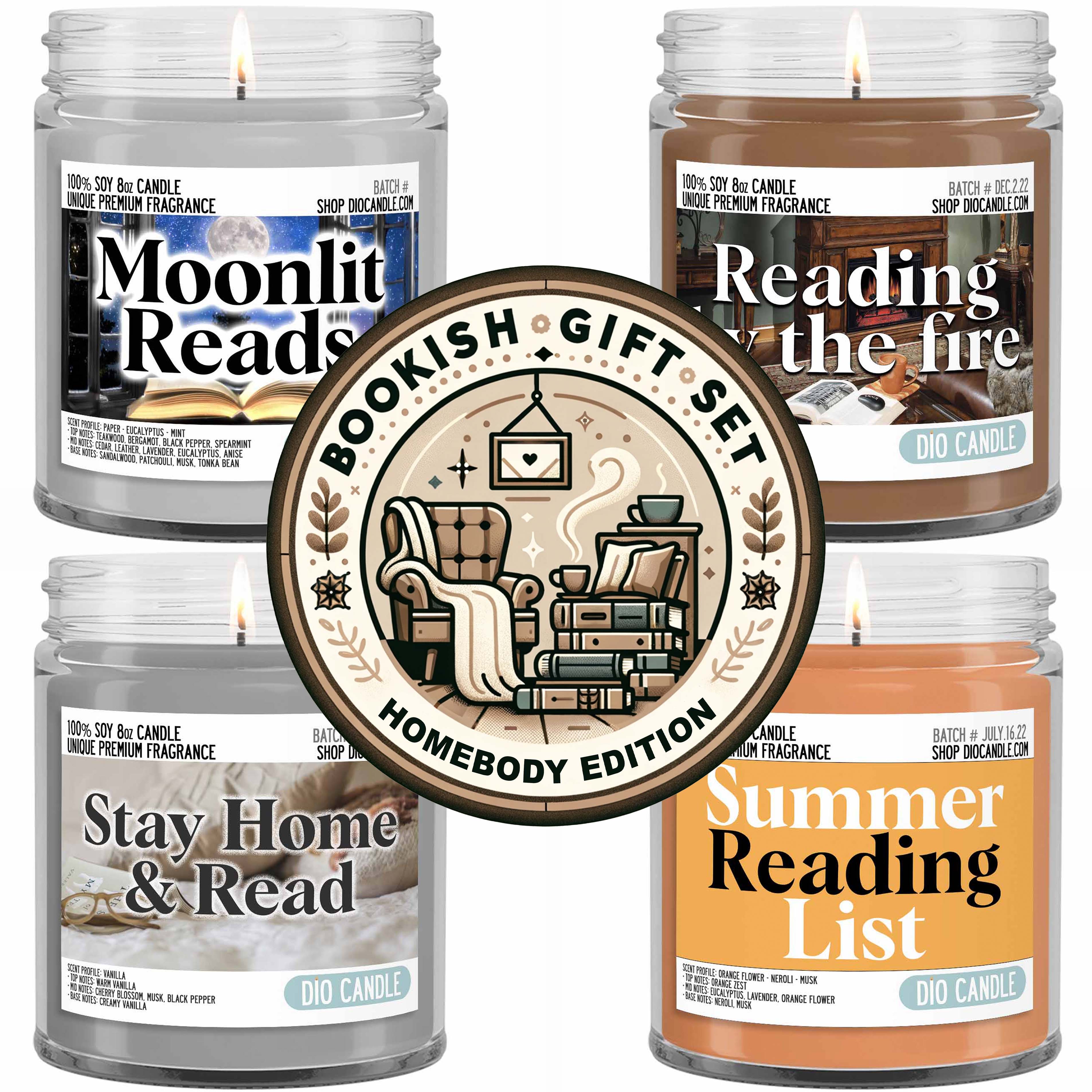 Bookish 4 Candles Gift Set - Homebodies Edition