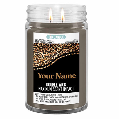 Personalized Leopard Candle