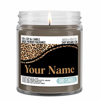 Personalized Leopard Candle