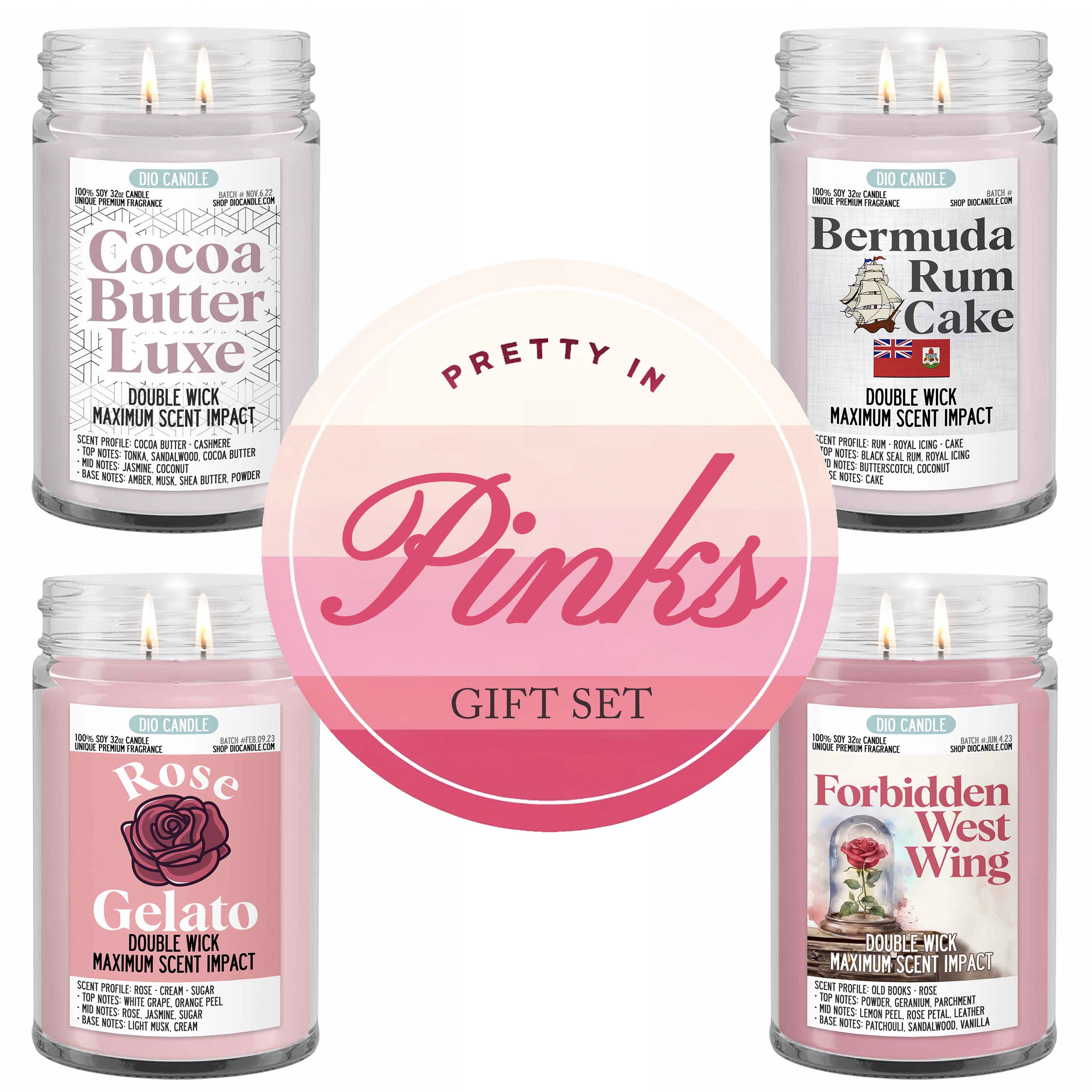 Pretty in Pinks 4 Candles Gift Set