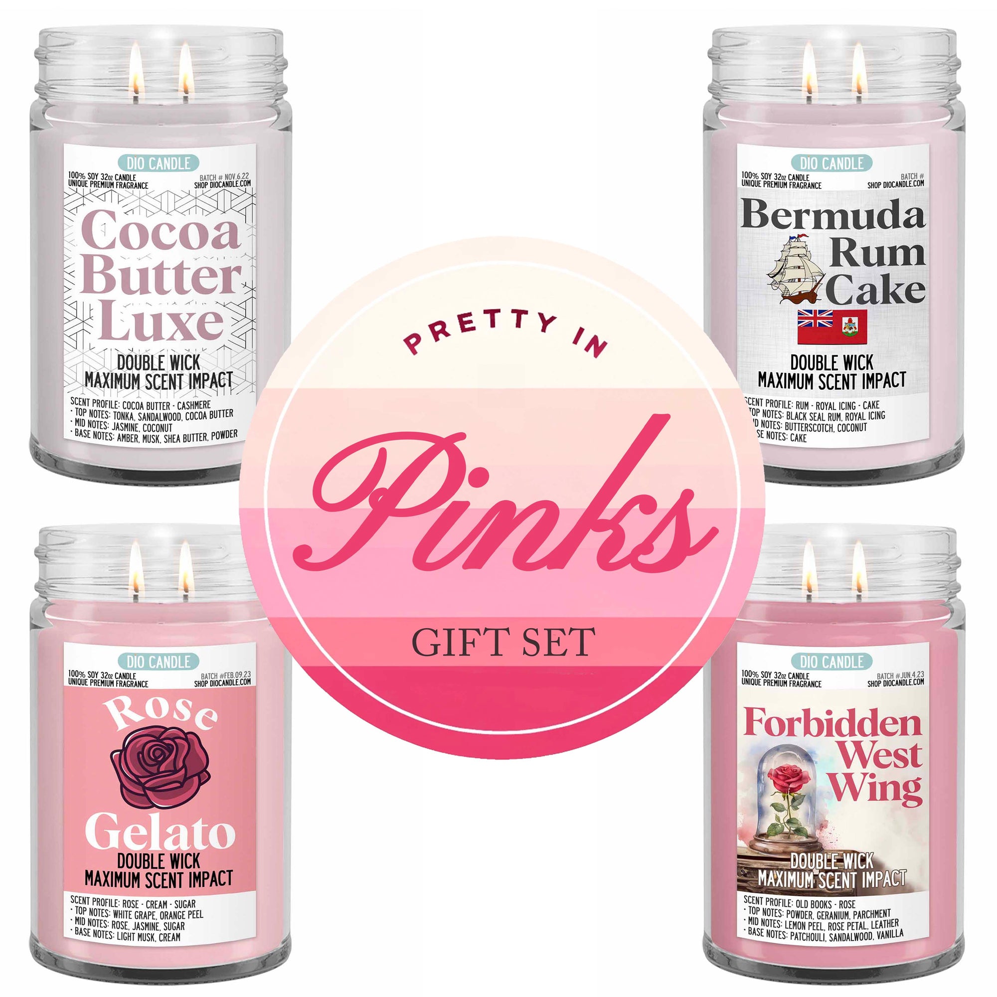 Pretty in Pinks 4 Candles Gift Set