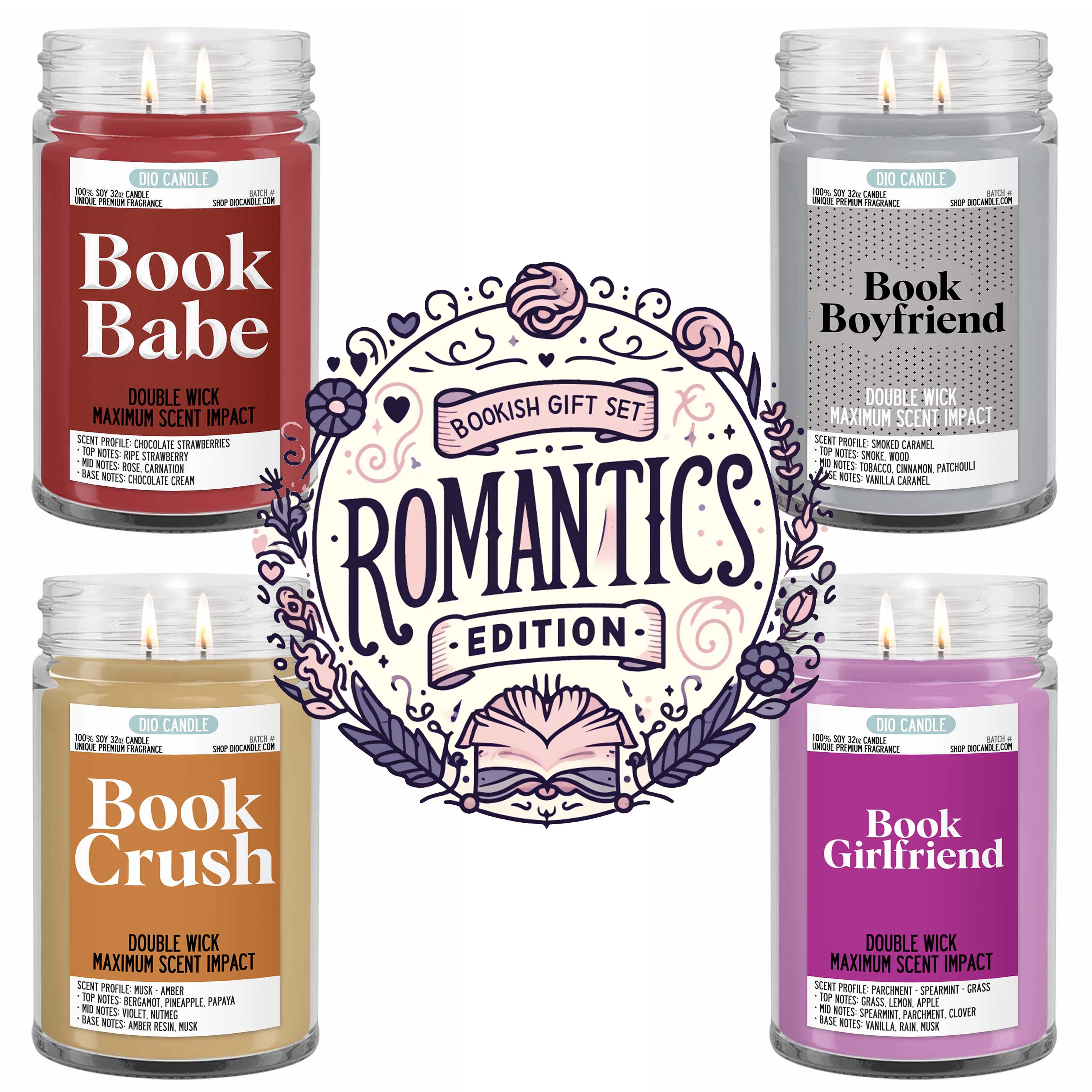 Bookish 4 Candles Gift Set - Romantics Edition