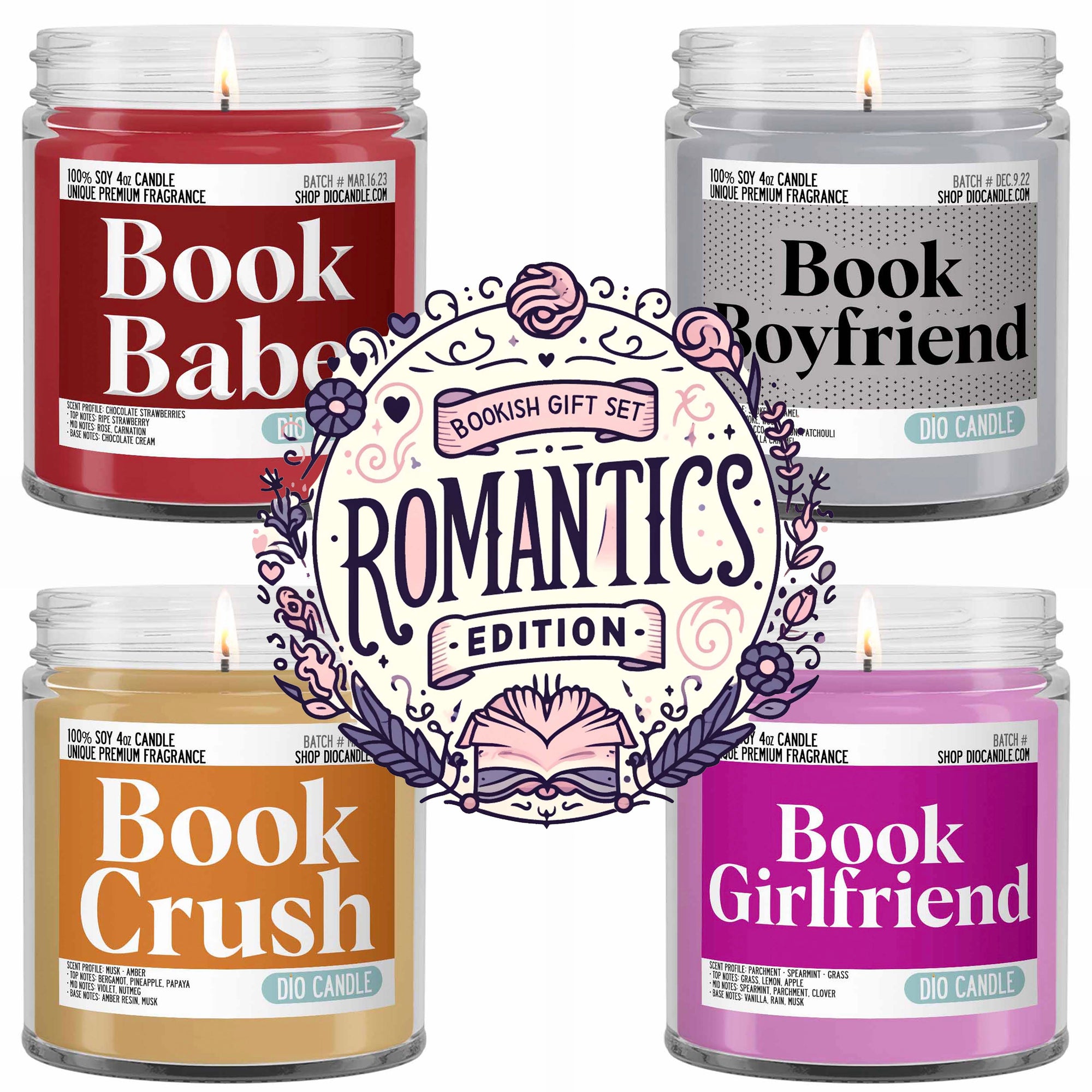 Bookish 4 Candles Gift Set - Romantics Edition
