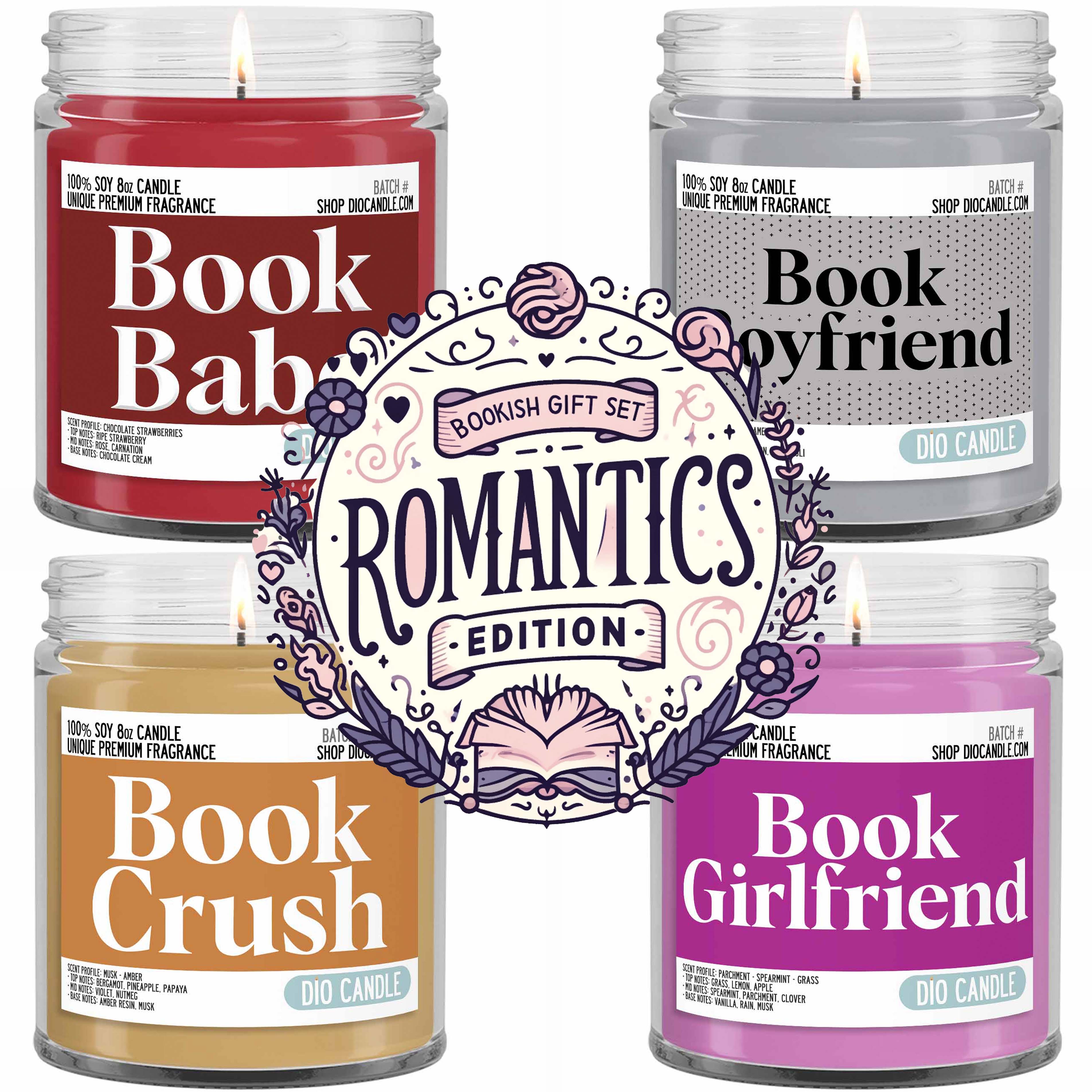 Bookish 4 Candles Gift Set - Romantics Edition