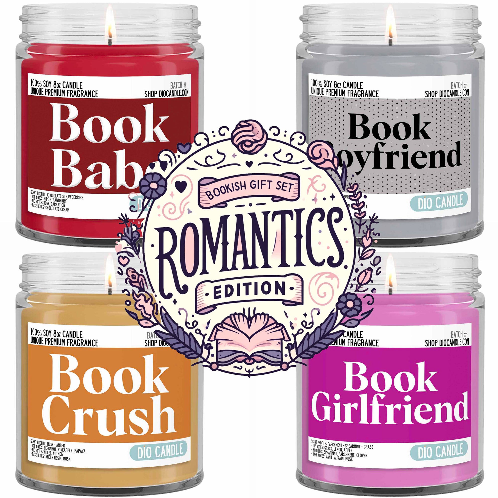 Bookish 4 Candles Gift Set - Romantics Edition