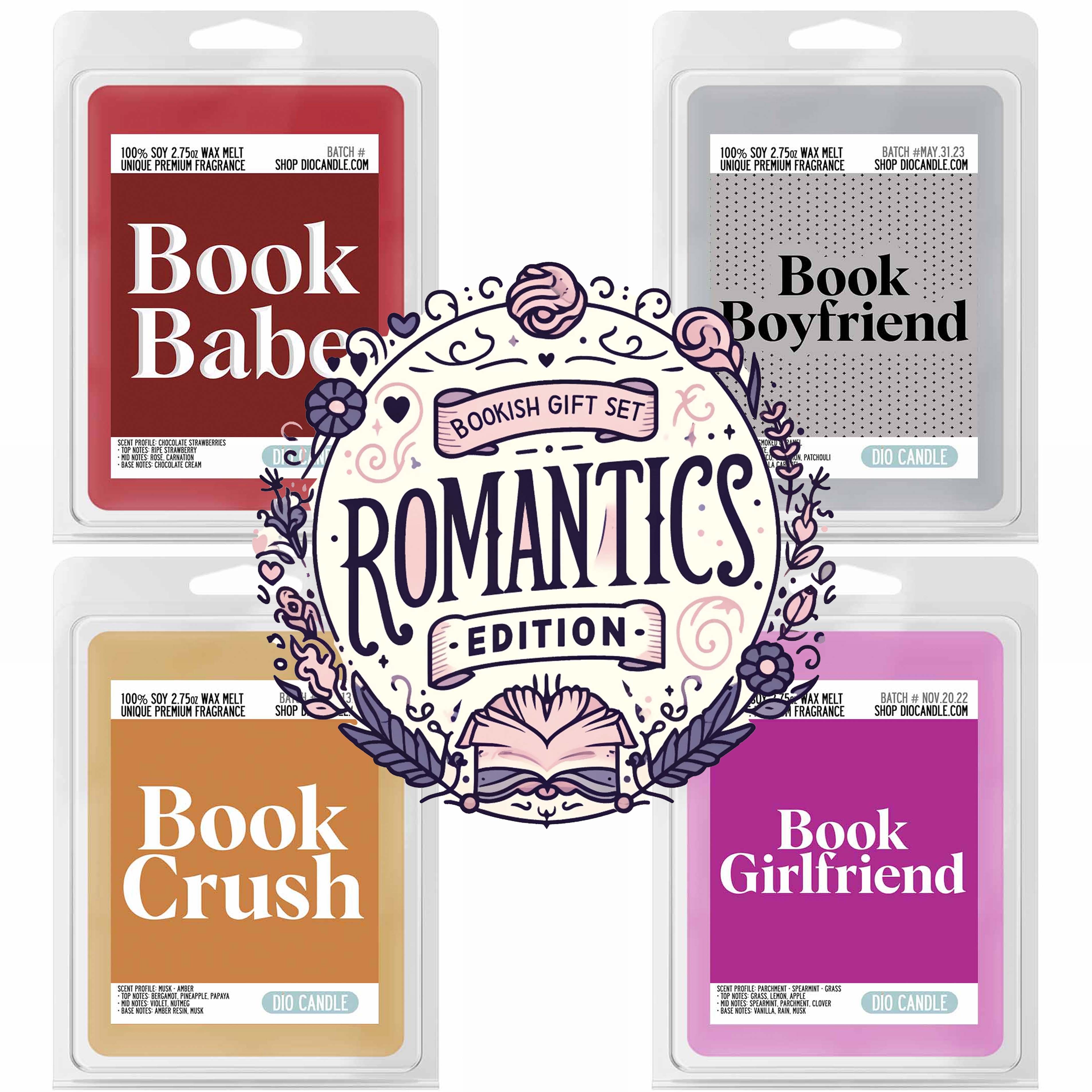 Bookish 4 Candles Gift Set - Romantics Edition