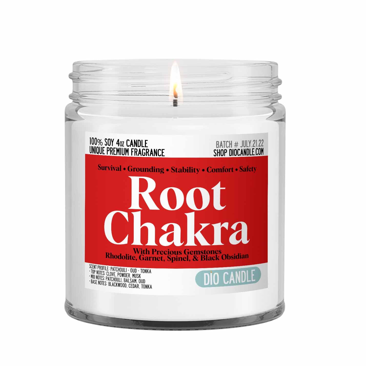 Root Chakra Crystal Candle