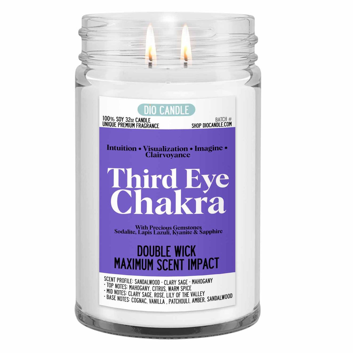 Third Eye Chakra Crystal Candle
