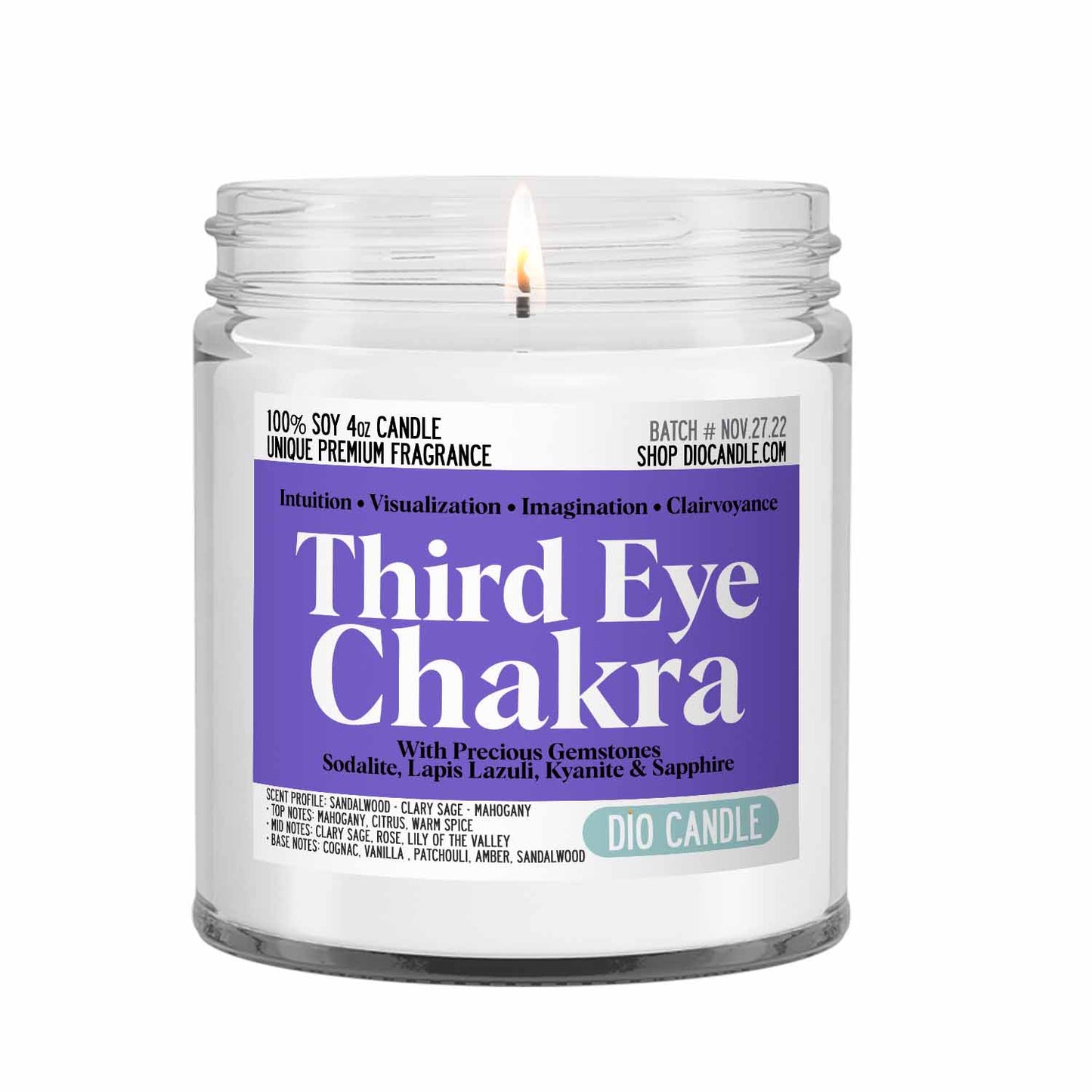 Third Eye Chakra Crystal Candle