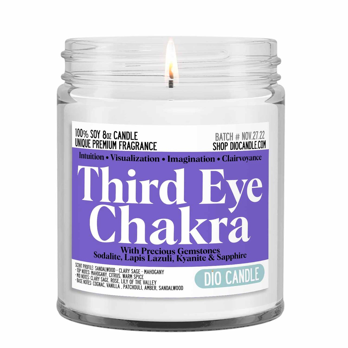 Third Eye Chakra Crystal Candle