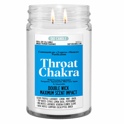 Throat Chakra Crystal Candle