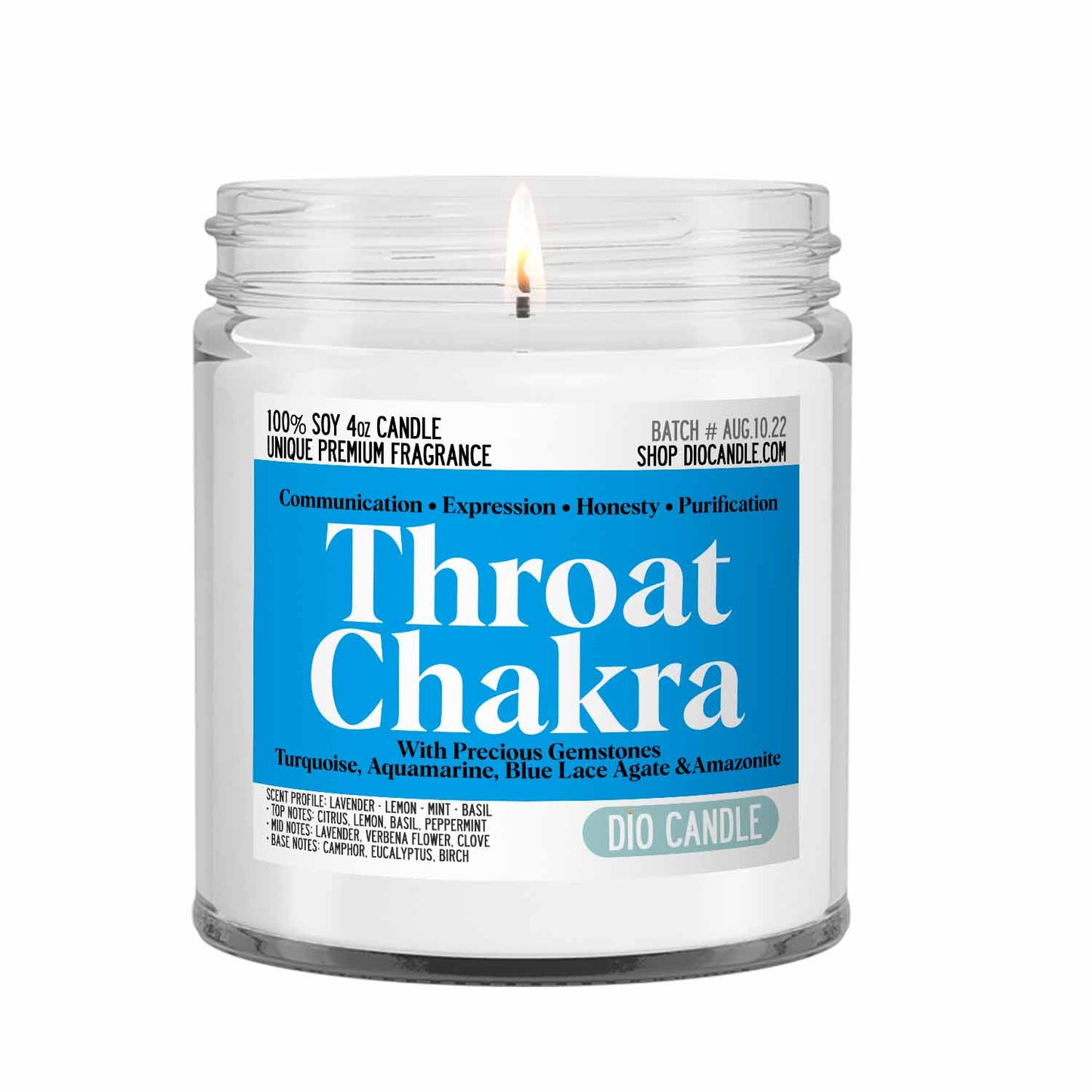 Throat Chakra Crystal Candle