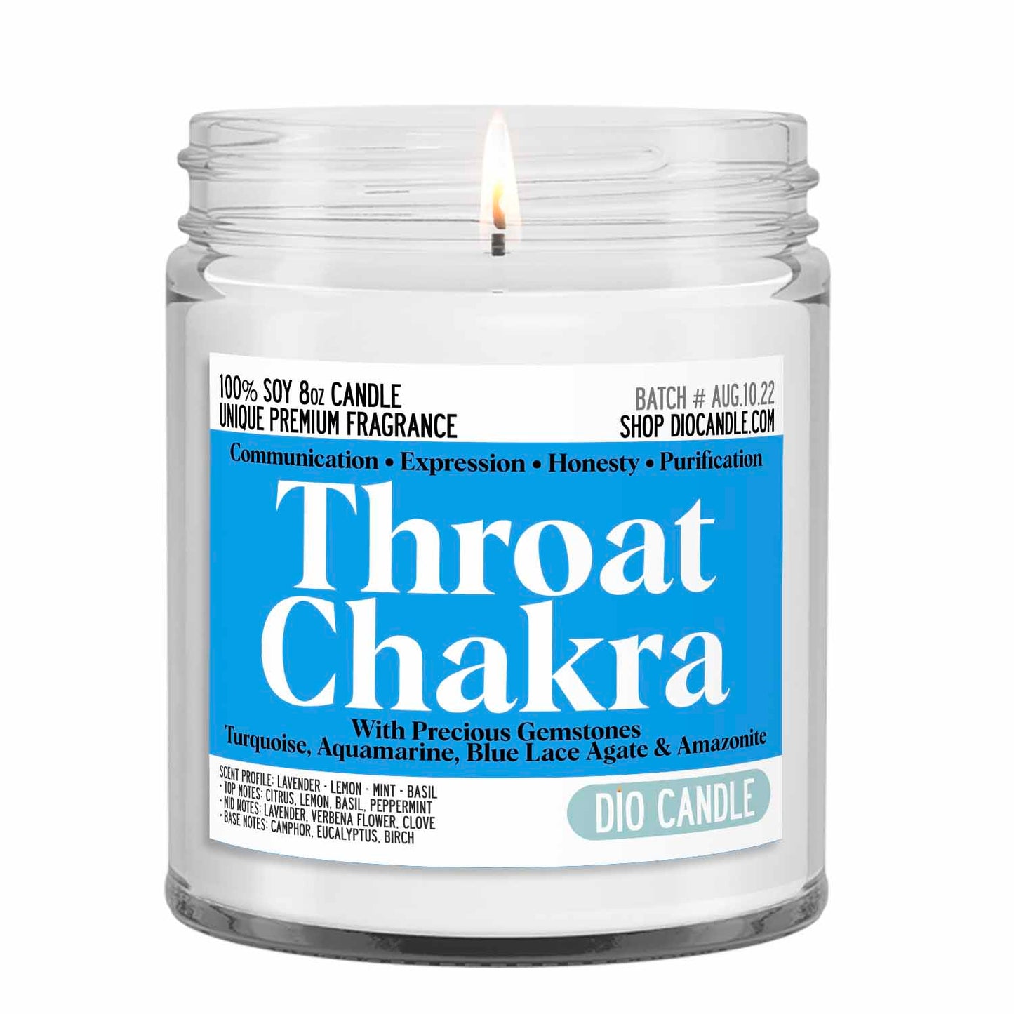 Throat Chakra Crystal Candle