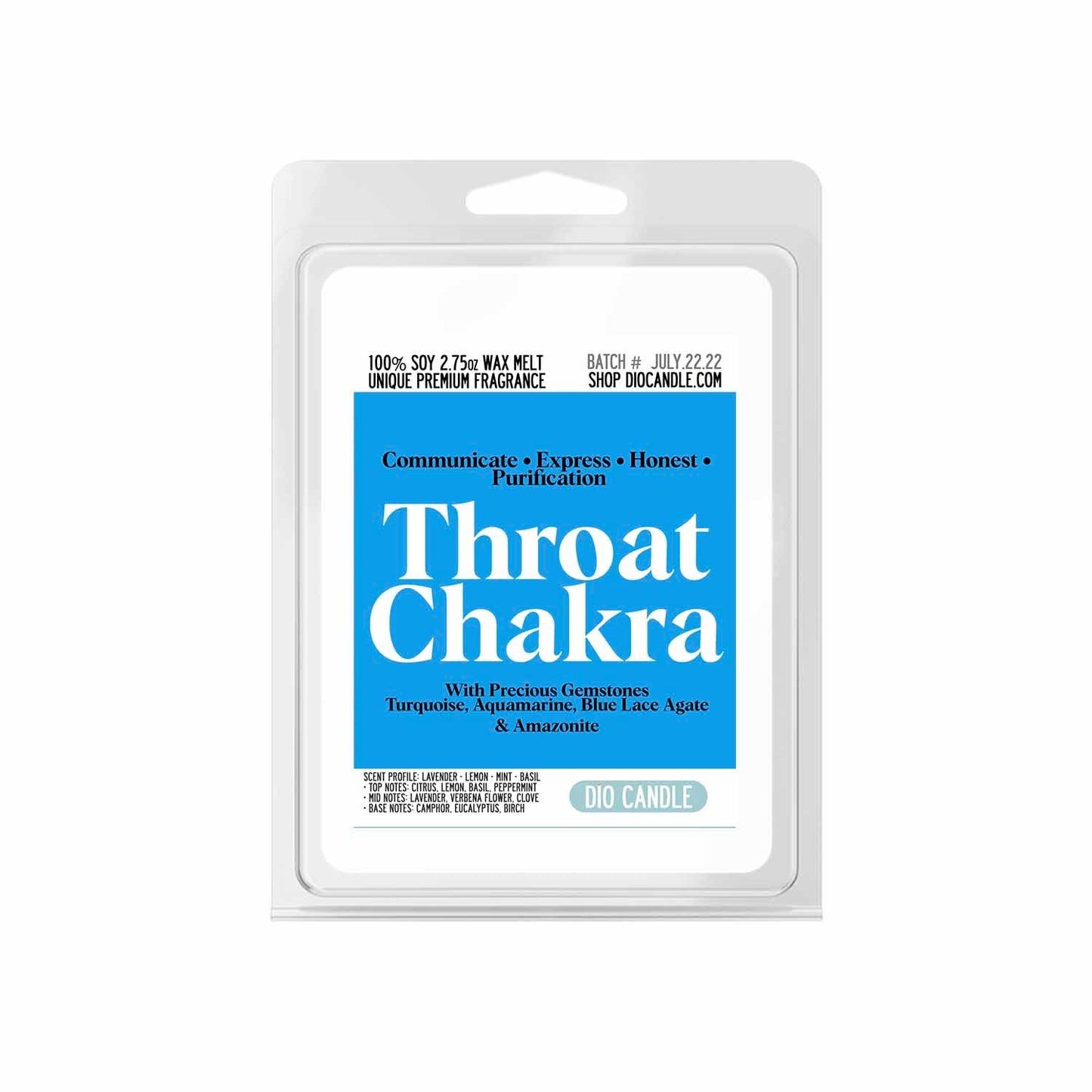 Throat Chakra Crystal Candle