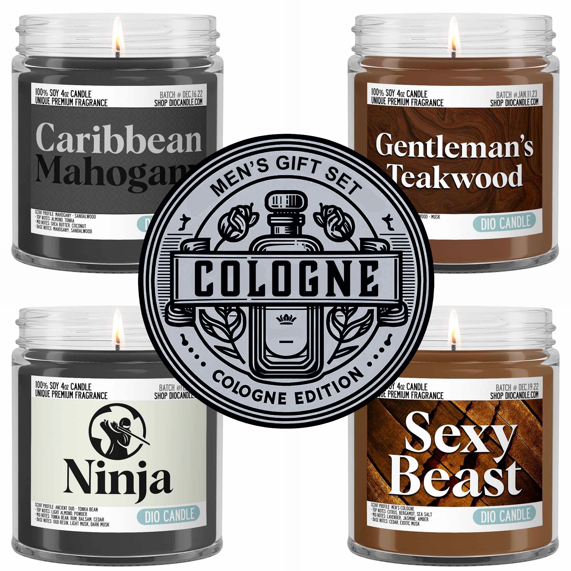 Men's 4 Candles Gift Set  - Cologne Edition