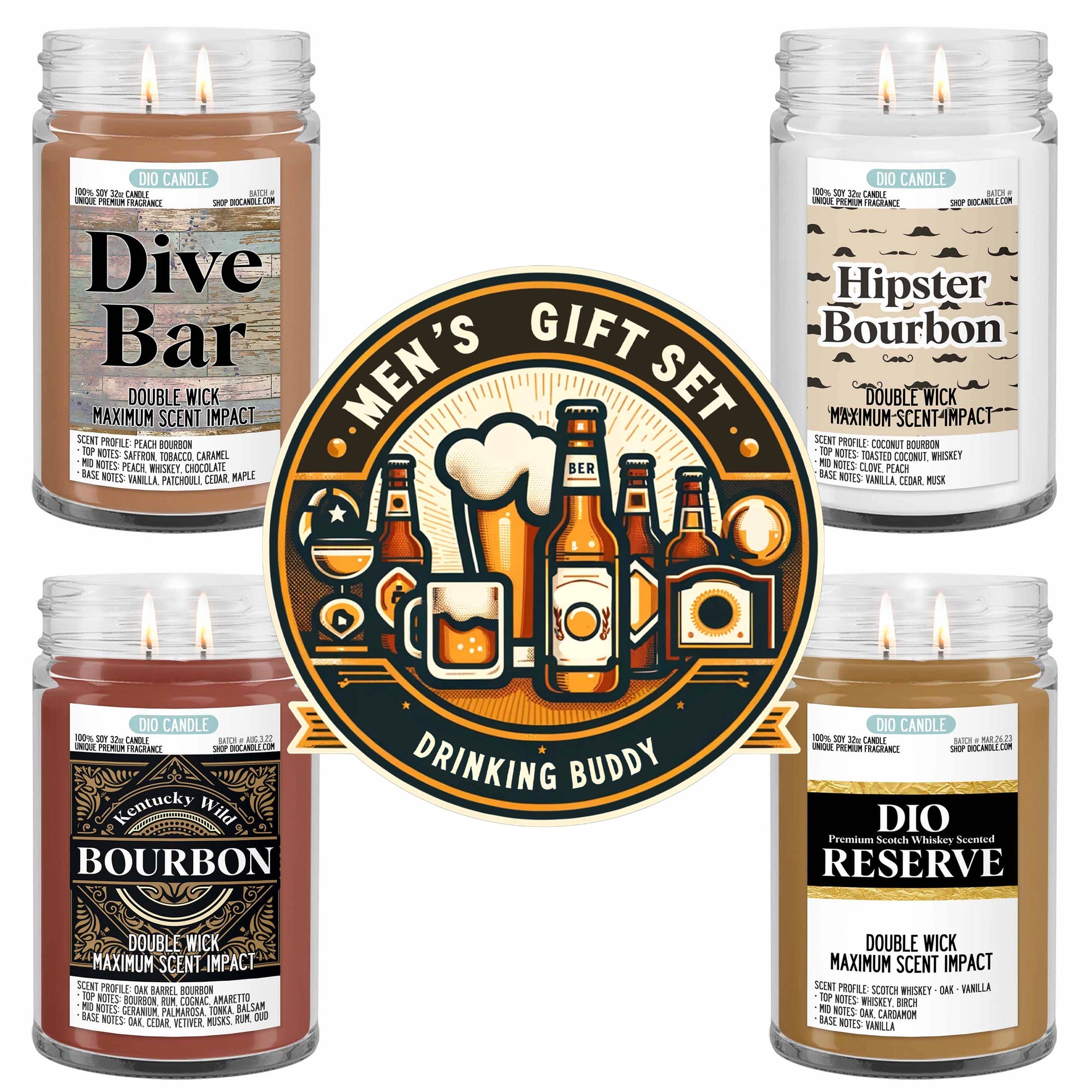 Men's 4 Candles Gift Set  - Drinking Buddies Edition