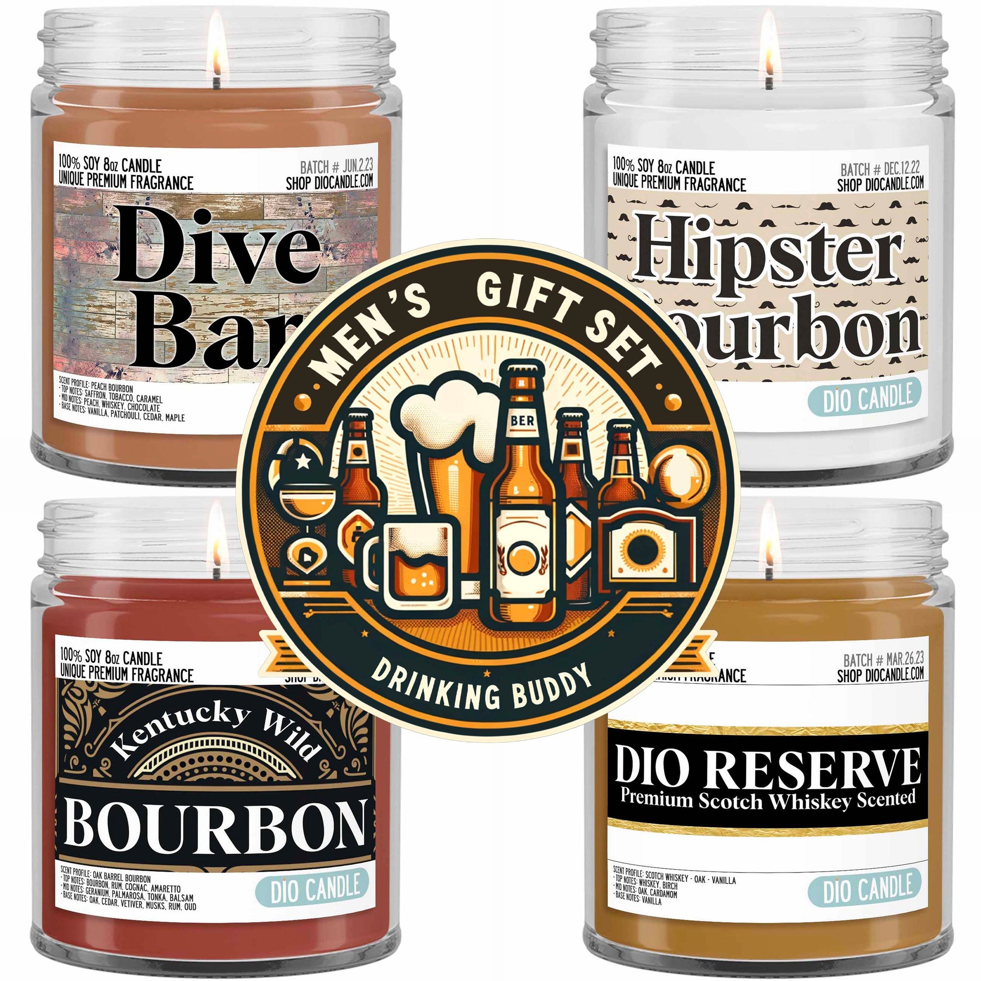 Men's 4 Candles Gift Set  - Drinking Buddies Edition