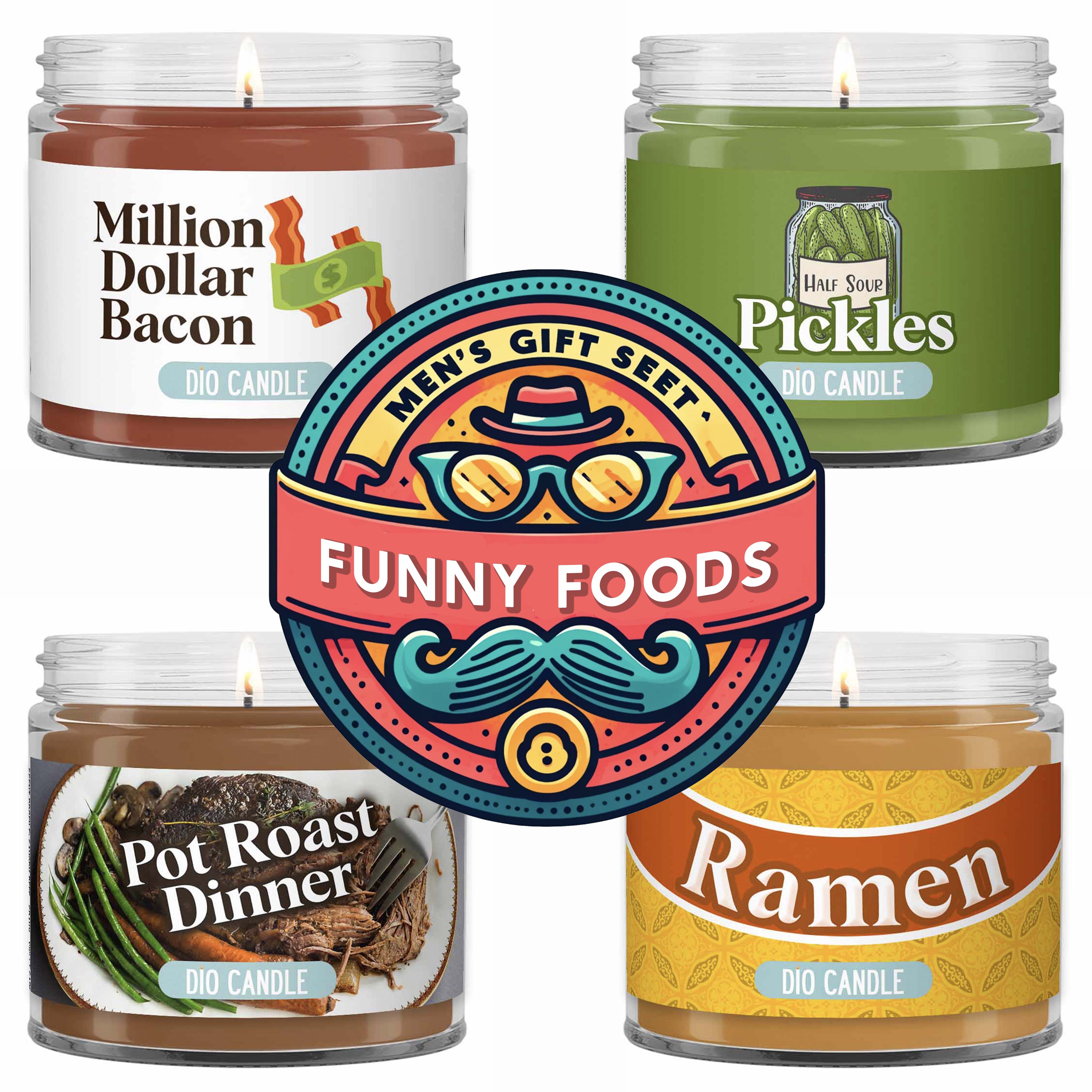 Men's 4 Candles Gift Set  - Funny Foods Edition