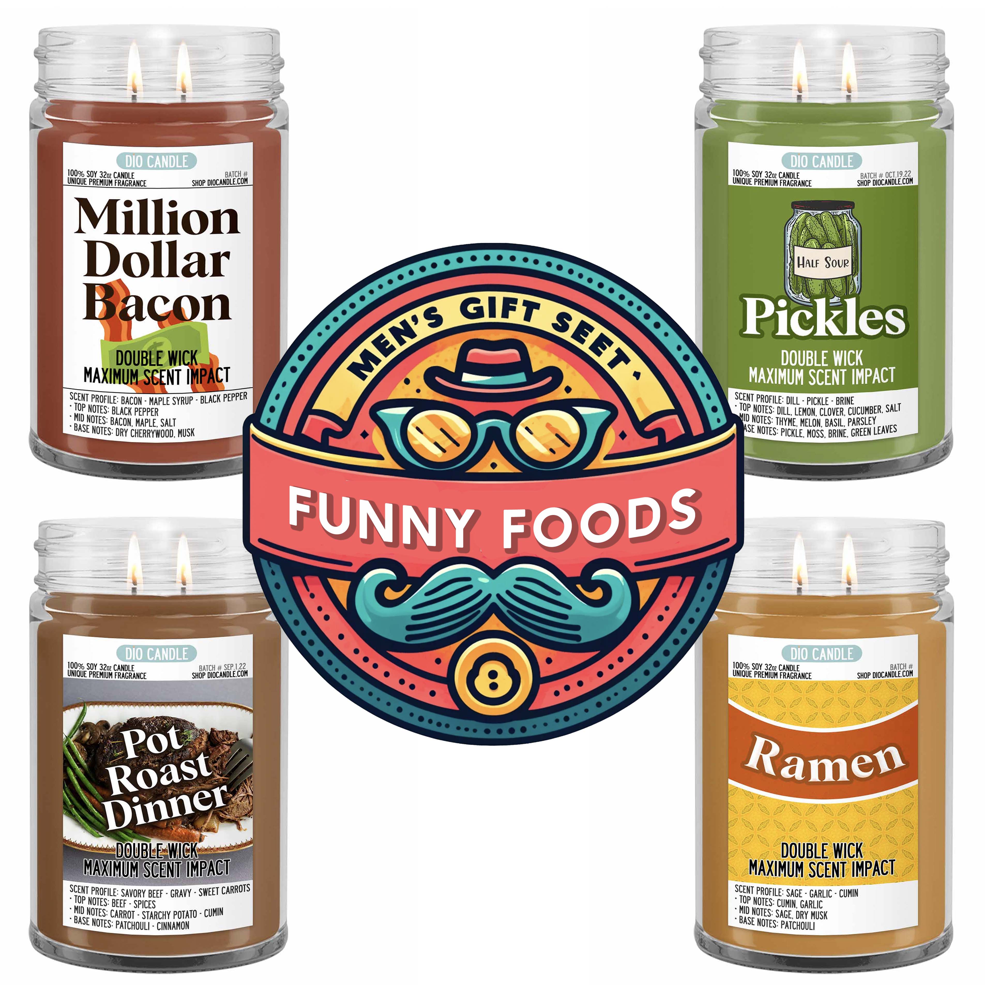 Men's 4 Candles Gift Set  - Funny Foods Edition