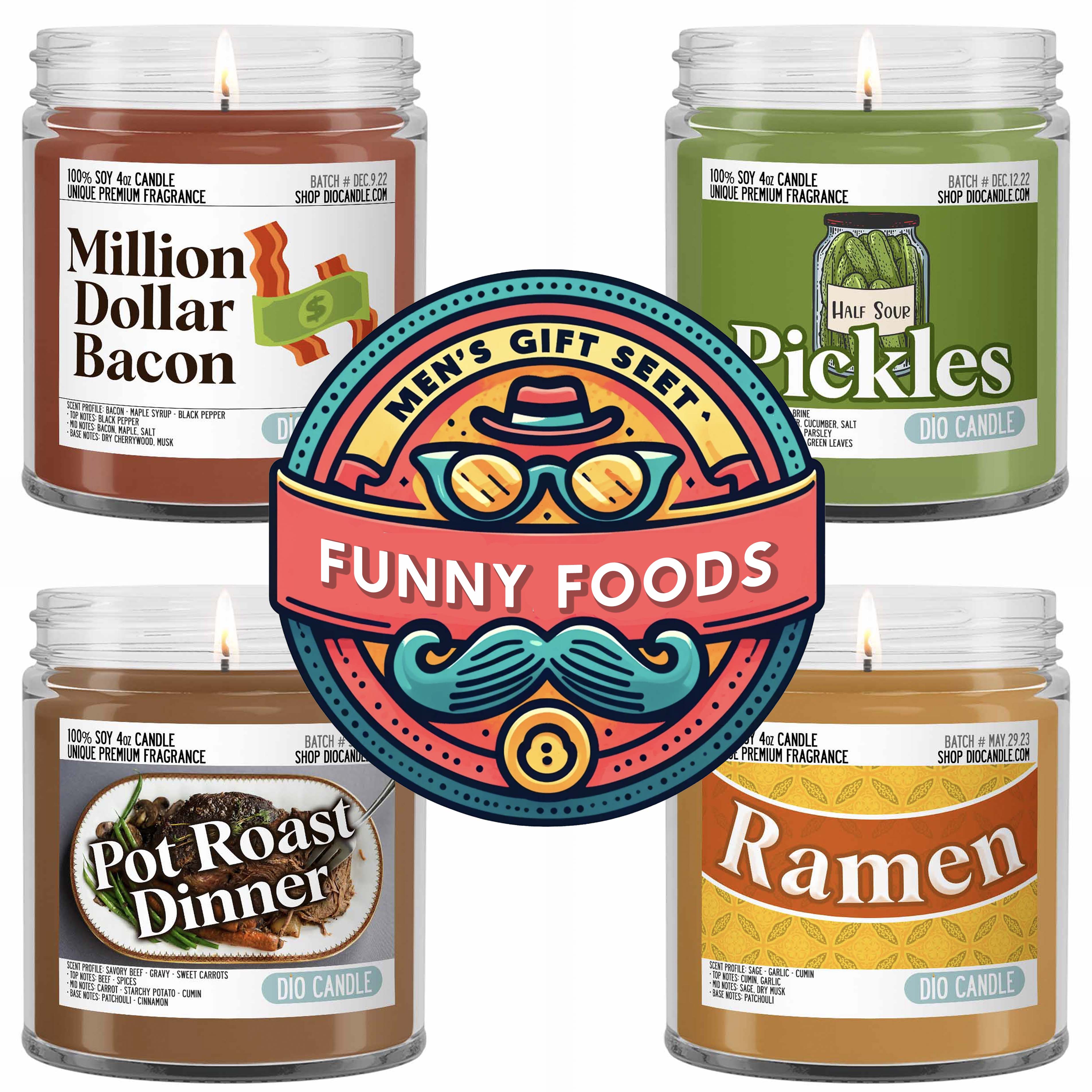 Men's 4 Candles Gift Set  - Funny Foods Edition